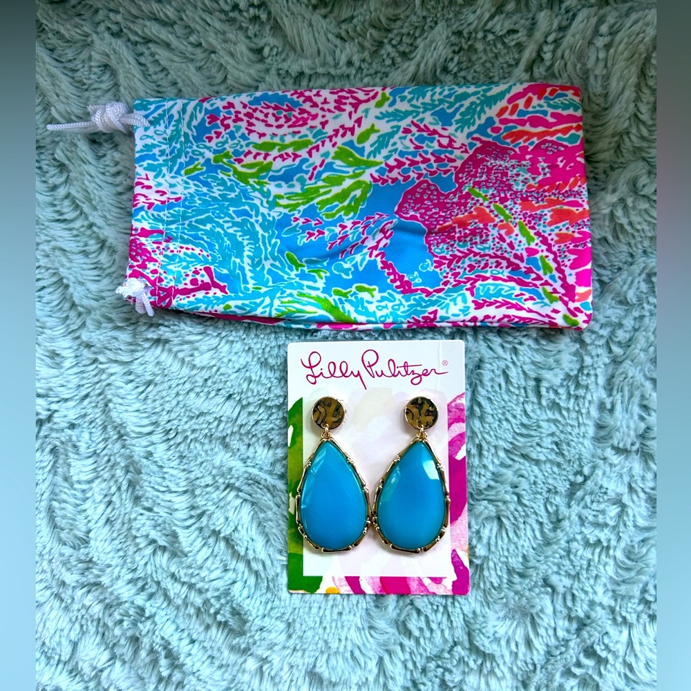 Lilly Pulitzer Moonlight “Aqua Palms”Drop earrings - New With Tags!